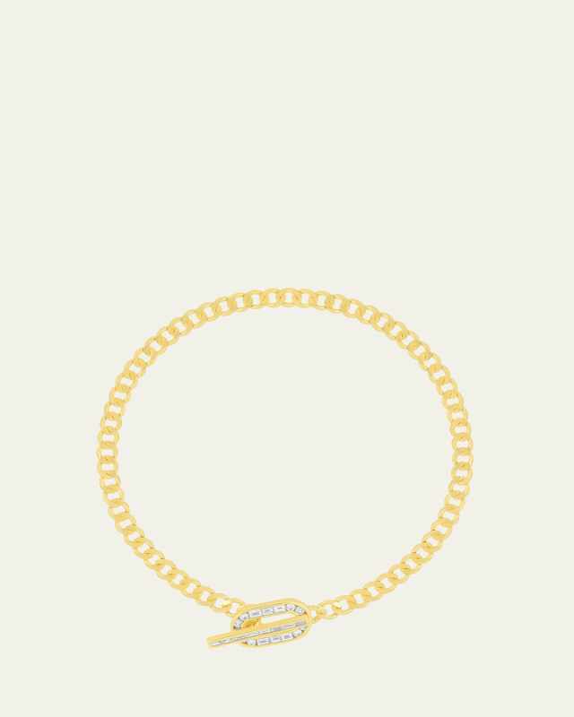14K Yellow Gold Diamond Toggle Curb Chain Bracelet